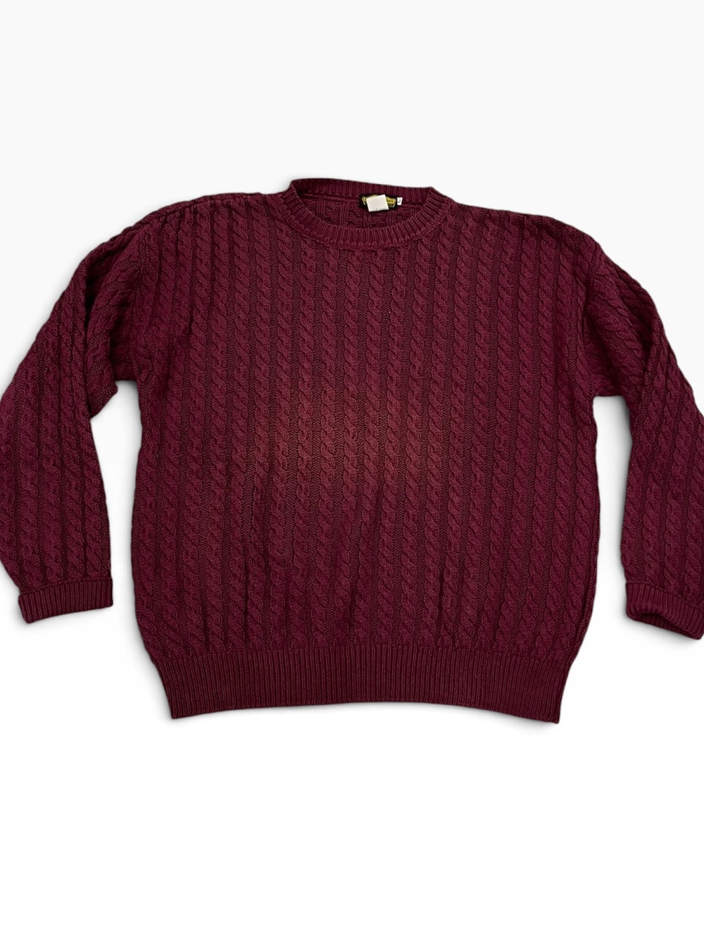 Vintage Patrick James Cable Knit Sweater Men’s L Red 100% Cotton Made USA Preppy